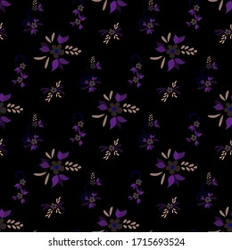 Small Flowers. Seamless Pattern with Small Simple Flowers for, Curtains, Wallpaper, Banner. Bright, Modern Texture in, Country Style. Colorful Feminine Ornament. Background with Small Flowers.