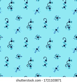 Small Flowers. Seamless Pattern with Small Simple Flowers for, Curtains, Dress, Banner. Colorful Feminine Ornament. Bright, Retro Texture in, Country Style. Background with Small Flowers.