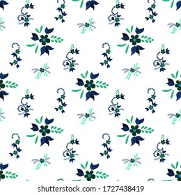 Small Flowers. Seamless Pattern with Small Simple Flowers for, Cover, Poster, Print. Colorful Girlie Ornament. Bright, Retro Texture in, Country Style. Background with Small Flowers.