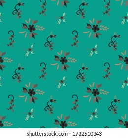 Small Flowers. Seamless Pattern with Small Simple Flowers for, Print, Poster, Textile. Bright, Modern Texture in, Liberty Style. Colorful Feminine Ornament. Background with Small Flowers.