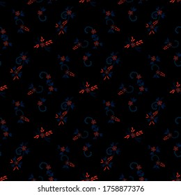 Small Flowers. Seamless Pattern with Small Simple Flowers for, Print, Cover, Cloth. Colorful Feminine Ornament. Bright, Vintage Texture in, Liberty Style. Background with Small Flowers.