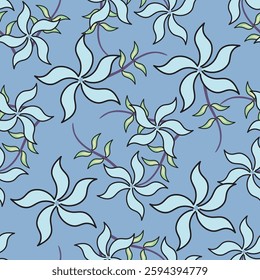 Small flowers spring summer beautiful seamless motif pattern illustration. floral daisy, peony, lily, tulip with leaves and bouquet white. Fabric motif texture repeated. Grey background.