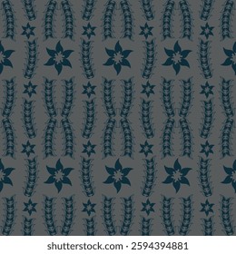 Small flowers spring summer beautiful seamless motif pattern illustration. floral daisy, peony, lily, tulip with leaves and bouquet white. Fabric motif texture repeated. Grey background.