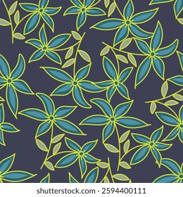 Small flowers spring summer beautiful seamless motif pattern illustration. floral daisy, peony, lily, tulip with leaves and bouquet white. Fabric motif texture repeated. Grey background.
