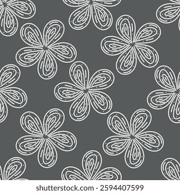 Small flowers spring summer beautiful seamless motif pattern illustration. floral daisy, peony, lily, tulip with leaves and bouquet white. Fabric motif texture repeated. Grey background.