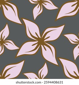 Small flowers spring summer beautiful seamless motif pattern illustration. floral daisy, peony, lily, tulip with leaves and bouquet white. Fabric motif texture repeated. Grey background.
