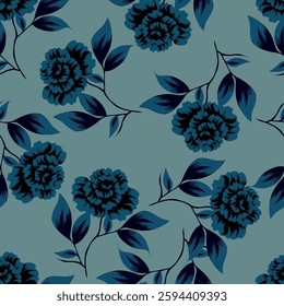 Small flowers spring summer beautiful seamless motif pattern illustration. floral daisy, peony, lily, tulip with leaves and bouquet white. Fabric motif texture repeated. Grey background.
