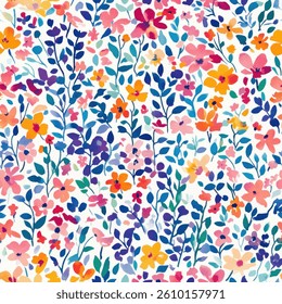 Small flowers in various shades, flower seamless pattern vector illustration, doodle summer, kids and baby designs for print fabric.