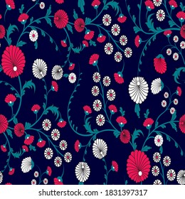 small flowers vector blue background pattern 
