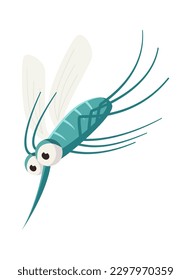 Small flying mosquito character. Vector illustration
