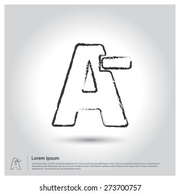 Small font size icon, Sketch Doodle pictogram icon on gray background. Vector illustration