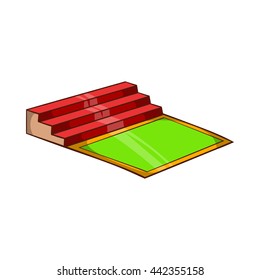 Small football stadium icon in cartoon style isolated on white background. Sports facility symbol