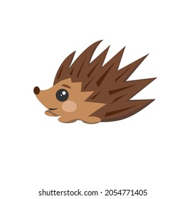 Un pequeño bosque, un erizo marrón, con agujas grandes. Ilustración adecuada de los niños para el diseño de productos impresos, diseño web, impresiones en tela. Ilustración vectorial aislada en un fondo blanco.