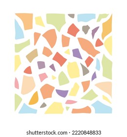 Small fragments of various shapes and color on a white background. Freehand drawing. Doodle. Hand Drawn.	