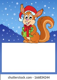 Small frame with Christmas squirrel - eps10 vector illustration.
