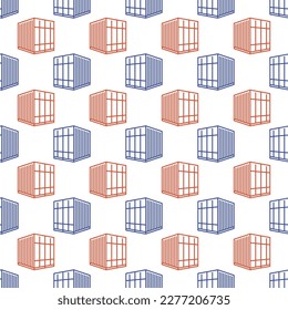 Small Freight Container vector concept thin line seamless pattern