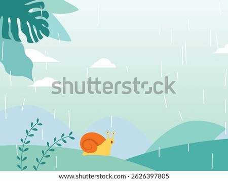 Small fresh rain water grain rain snail twenty-four solar terms cartoon vector background