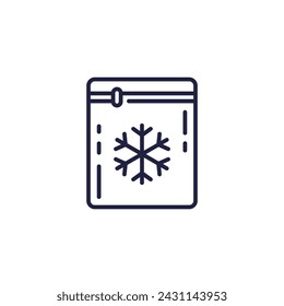 small frozen bag icon, ice pack line vector