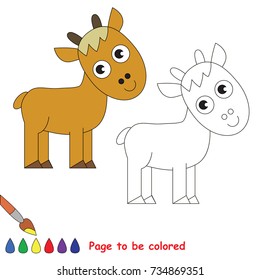 Small Funny Brown Deer to be colored, the coloring book for preschool kids with easy educational gaming level.