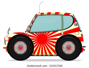 Small Funny Car Cartoon Illustration Vector: Stock-Vektorgrafik