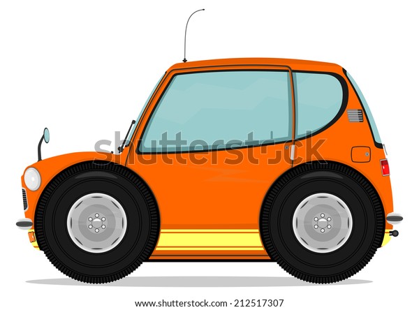 Small funny car. Cartoon illustration. Vector