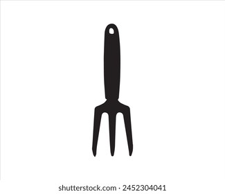 Small garden fork silhouette icon logo vector illustration isolated on white background