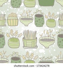 small garden green seamless pattern