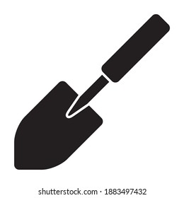Small garden hand trowel for gardening flat vector icon for apps and websites
