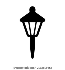 Small garden light vector glyph icon. Solar powered lamp sign. Graph symbol for agriculture, garden and plants web site and apps design, logo, app, UI