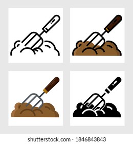 Small garden pitchfork icon vector design in filled, thin line, outline and flat style.