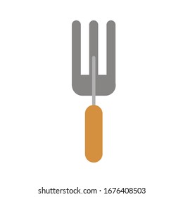 Icono vectorial de la horquilla de jardinería pequeña. Aislado sobre fondo blanco. Es fácil cambiar de color. Elemento de diseño. Jardinería, comida ecológica, vegetariana, vegana.Jardín interior. EPS 10