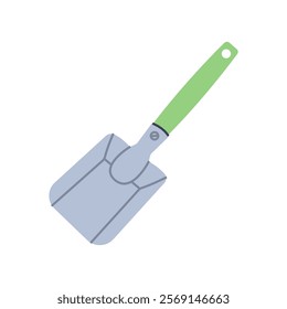 Small garden shovel. Gardening tool. Flat graphic element for spring and summer designs.