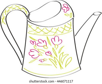 small garden watering can, vector illustration