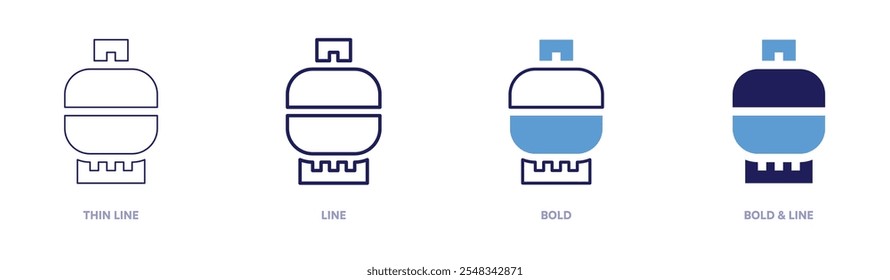 Small gas icon in 4 different styles. Thin Line, Line, Bold, and Bold Line. Duotone style. Editable stroke.