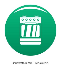 Small gas oven icon. Simple illustration of small gas oven vector icon for any design green