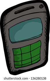 Small generic cellular telephone over isolated background