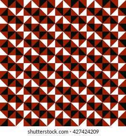 Small geometric abstract mosaic pattern with triangles and simple shapes in black, white, brown colors for fall winter fashion. Abstract dynamic techno op art background. Seamless vector textile print