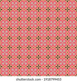 Small Geometric Pattern. Abstract Geometric Flower Pattern on Pink Background.