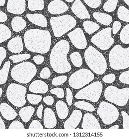 Small geometric texture of the treated stones and pebbles. Seamless pattern for the floor and walls in the bathroom.
