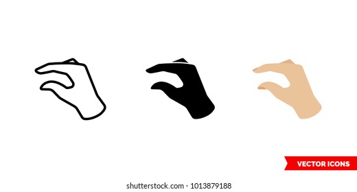 Small gesture icon of 3 types: color, black and white, outline. Isolated vector sign symbol.