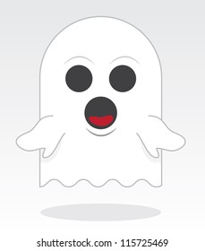 Small ghost character floating with open eyes and mouth