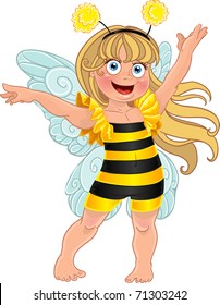 Small girl in carnival suit bee