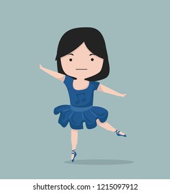 Small girl  exercising in ballet costume