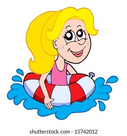 Small Girl Swimmer Vector Illustration Stock Vector (Royalty Free ...