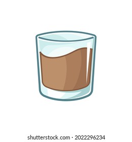 Small glass of chocolate milk vector illustration. Chocolate flavor drink cute simple flat clipart element.
