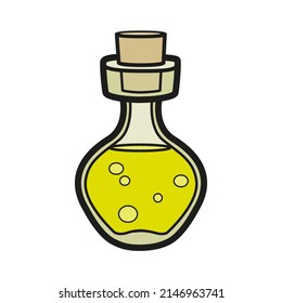 Small glass jar with magic potion color variation for coloring page on white background 