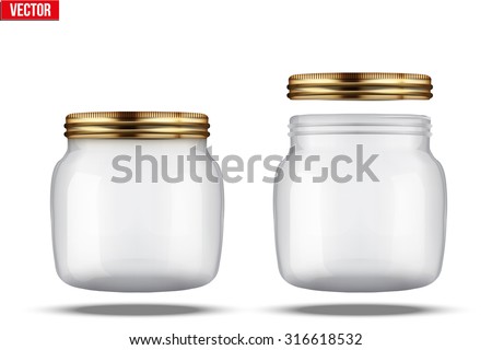 Small Glass Jars for canning and preserving. With cover and without lid.