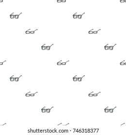 Small glasses seamless pattern, hand drawn doodle style vector. Black and white sketch illustration.