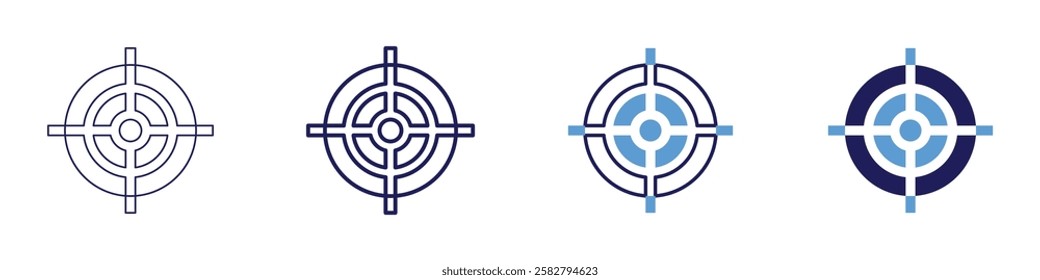 Small goal icon in 4 different styles. Thin Line, Line, Bold Line, Duotone. Duotone style. Editable stroke.