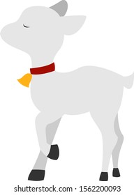 Kleine Ziege, Illustration, Vektorgrafik auf weißem Hintergrund.